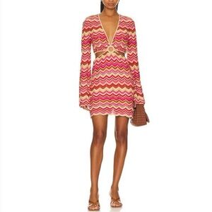 Show Me Your Mumu Carlo Cut-Out Mini Dress, Multi Horizon Stripe Knit, NWT